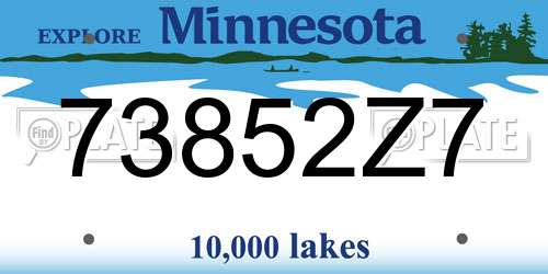 73852Z7 Minnesota License Plate