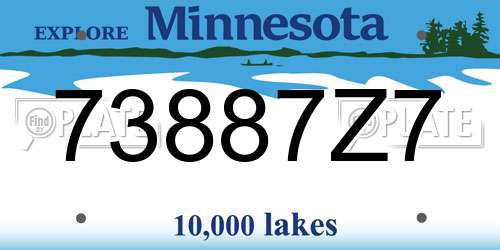73887Z7 Minnesota License Plate
