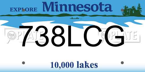 738LCG Minnesota License Plate