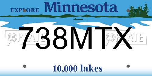 738MTX Minnesota License Plate