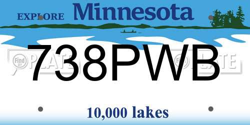 738PWB Minnesota License Plate