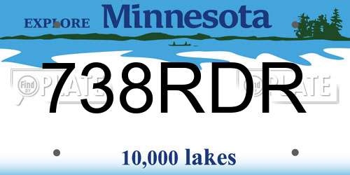 738RDR Minnesota License Plate