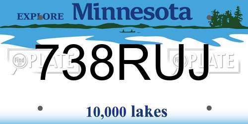 738RUJ Minnesota License Plate