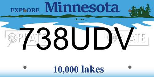 738UDV Minnesota License Plate