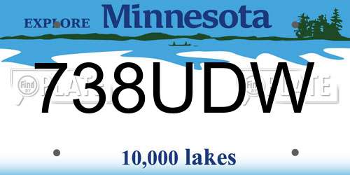 738UDW Minnesota License Plate