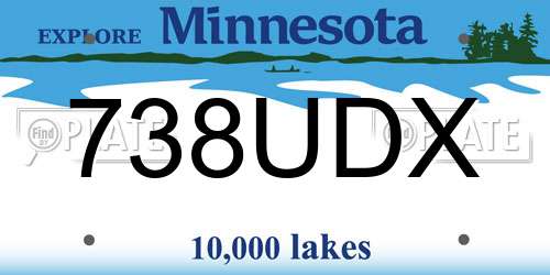 738UDX Minnesota License Plate