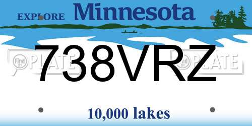738VRZ Minnesota License Plate