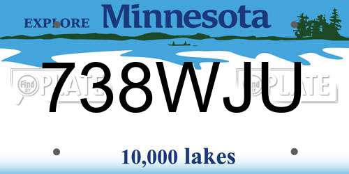 738WJU Minnesota License Plate