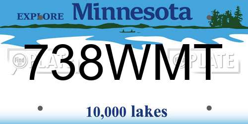 738WMT Minnesota License Plate