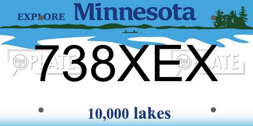 738XEX Minnesota License Plate