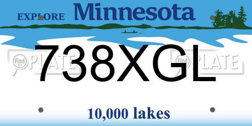 738XGL Minnesota License Plate