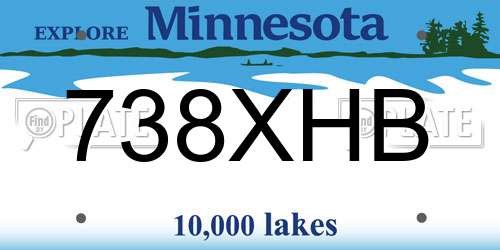 738XHB Minnesota License Plate