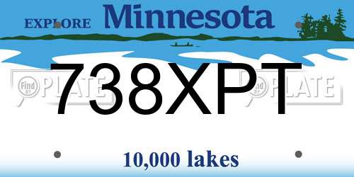 738XPT Minnesota License Plate