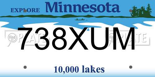 738XUM Minnesota License Plate
