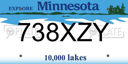 738XZY Minnesota License Plate