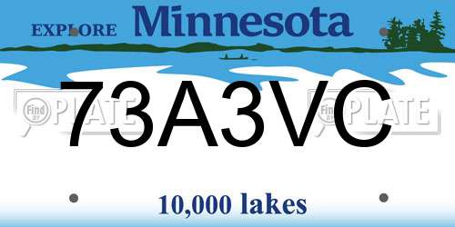 73A3VC Minnesota License Plate