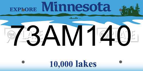 73AM140 Minnesota License Plate