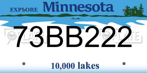 73BB222 Minnesota License Plate