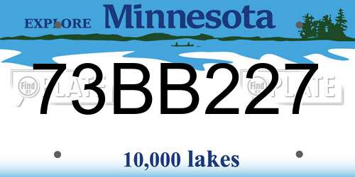 73BB227 Minnesota License Plate