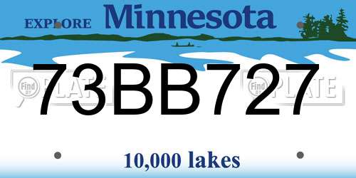 73BB727 Minnesota License Plate