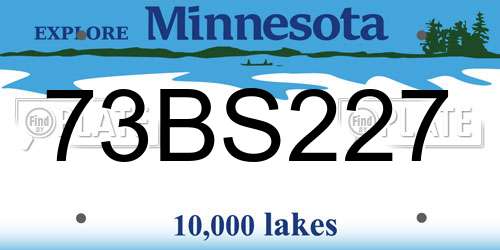 73BS227 Minnesota License Plate