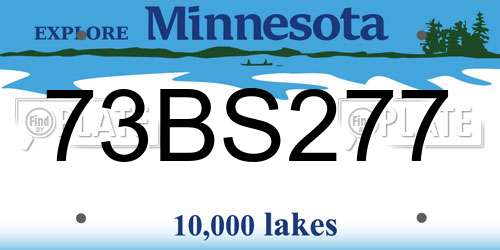 73BS277 Minnesota License Plate