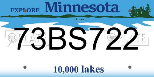 73BS722 Minnesota License Plate