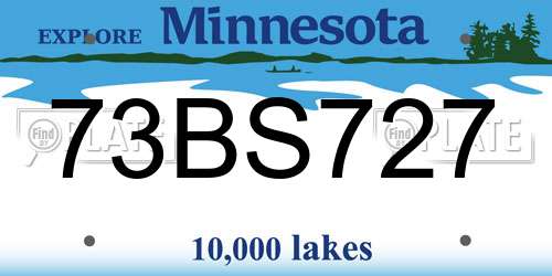 73BS727 Minnesota License Plate