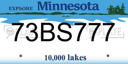 73BS777 Minnesota License Plate