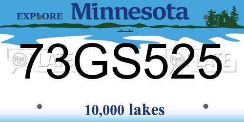73GS525 Minnesota License Plate