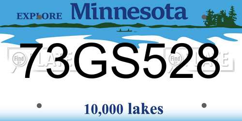 73GS528 Minnesota License Plate