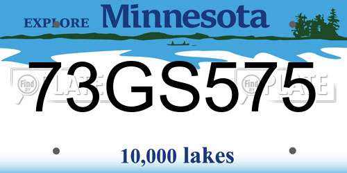73GS575 Minnesota License Plate