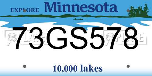 73GS578 Minnesota License Plate