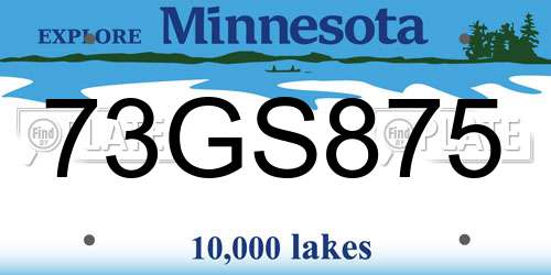 73GS875 Minnesota License Plate