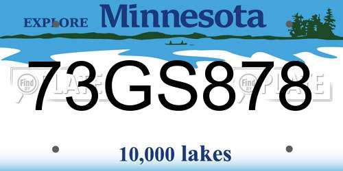73GS878 Minnesota License Plate