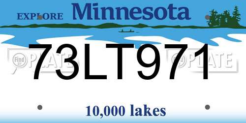 73LT971 Minnesota License Plate