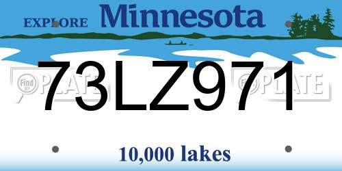 73LZ971 Minnesota License Plate