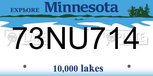 73NU714 Minnesota License Plate