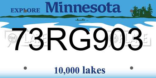 73RG903 Minnesota License Plate