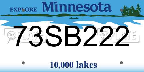 73SB222 Minnesota License Plate