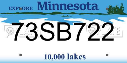 73SB722 Minnesota License Plate