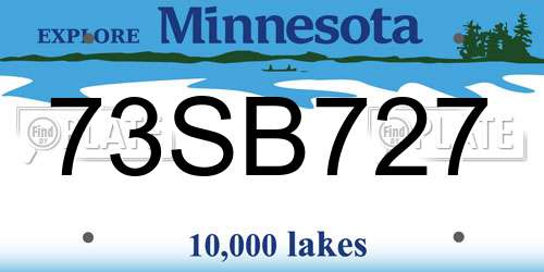 73SB727 Minnesota License Plate