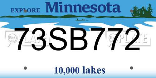 73SB772 Minnesota License Plate
