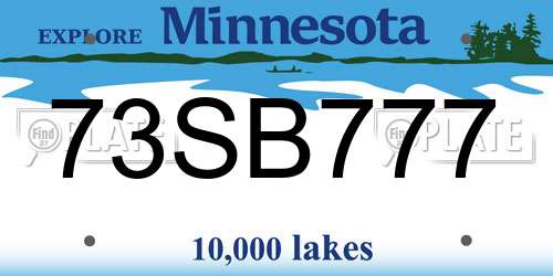 73SB777 Minnesota License Plate
