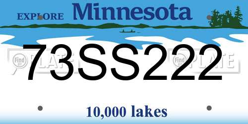 73SS222 Minnesota License Plate