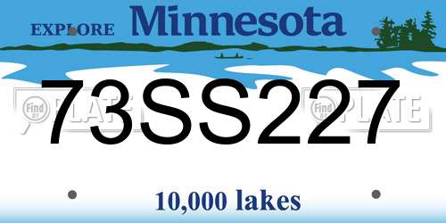 73SS227 Minnesota License Plate