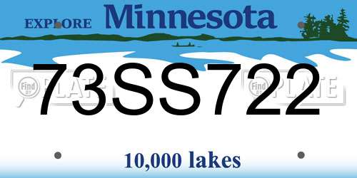 73SS722 Minnesota License Plate