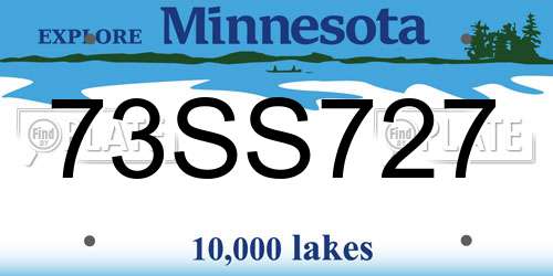 73SS727 Minnesota License Plate