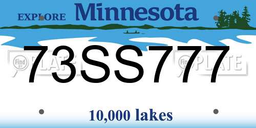 73SS777 Minnesota License Plate