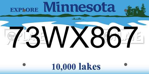 73WX867 Minnesota License Plate
